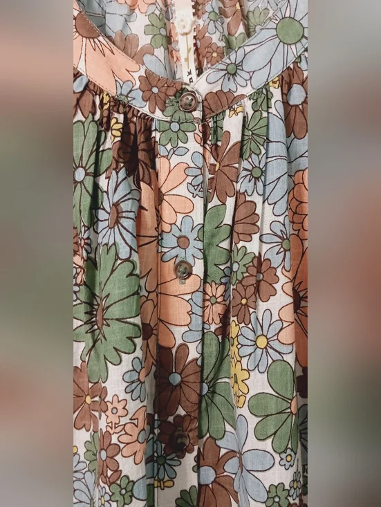 Floral Tiered Sundress in Peach, Sage & Sky Blue - Picture 2 of 9